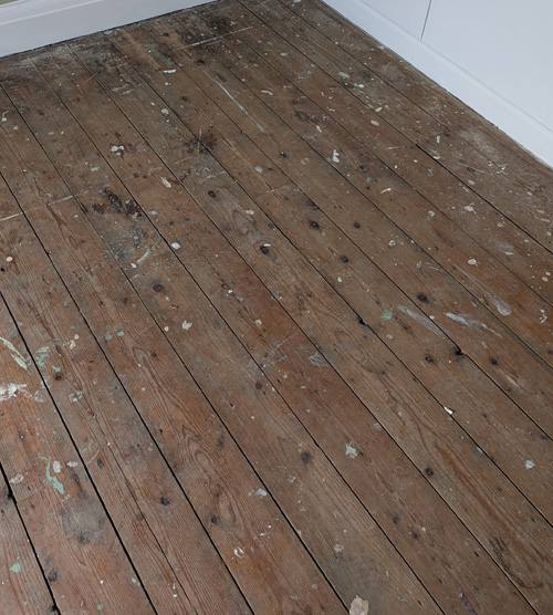 Pine floorboards Blackpool - before